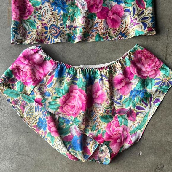 Vintage 80s Victoria's Secret Teddy Floral Set Lingerie Sleepwear - Picture 6 of 6